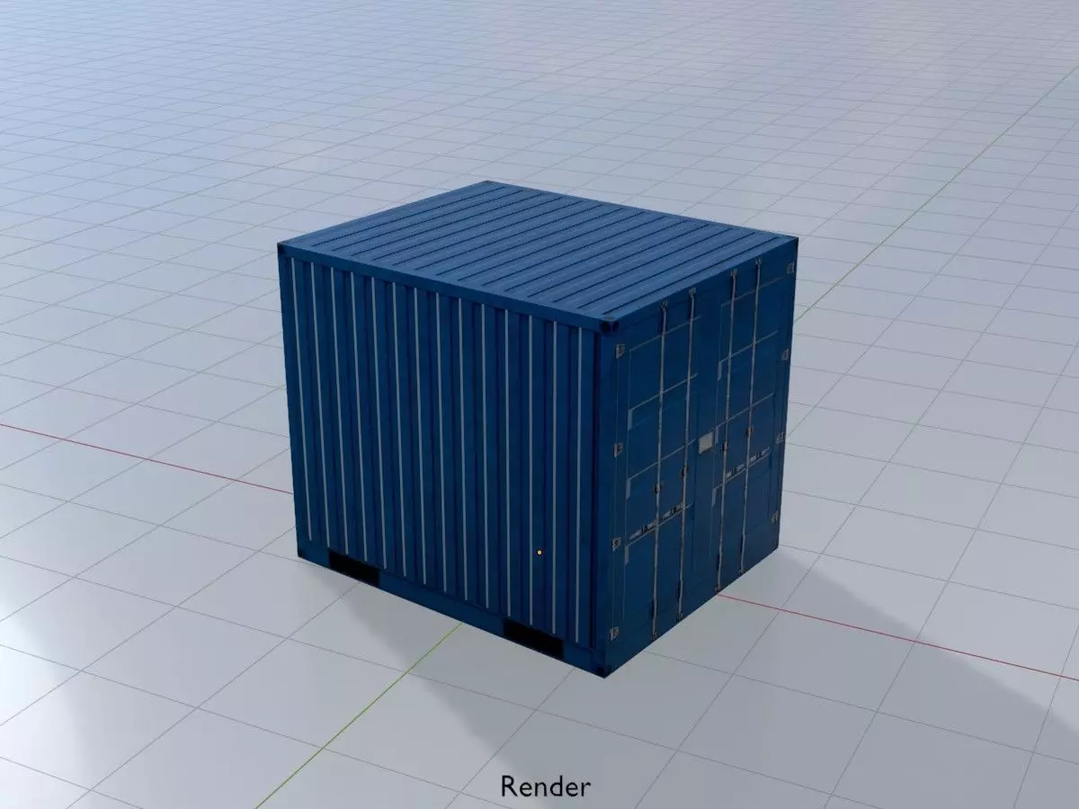 Shipping Container gentian blue 10ft Low-poly 3D model_16