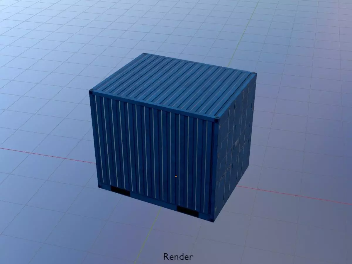 Shipping Container gentian blue 10ft Low-poly 3D model_20