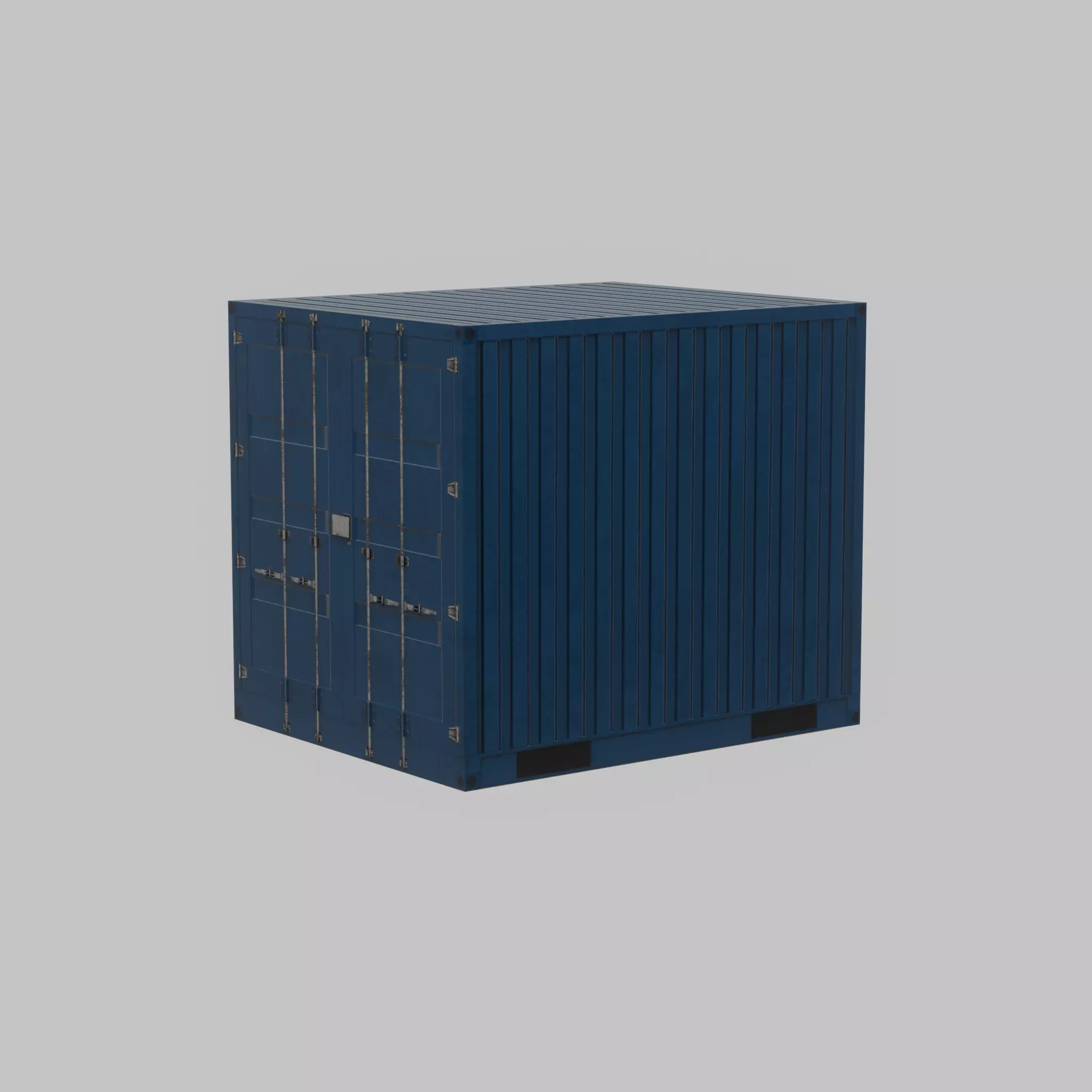 Shipping Container gentian blue 10ft Low-poly 3D model_65