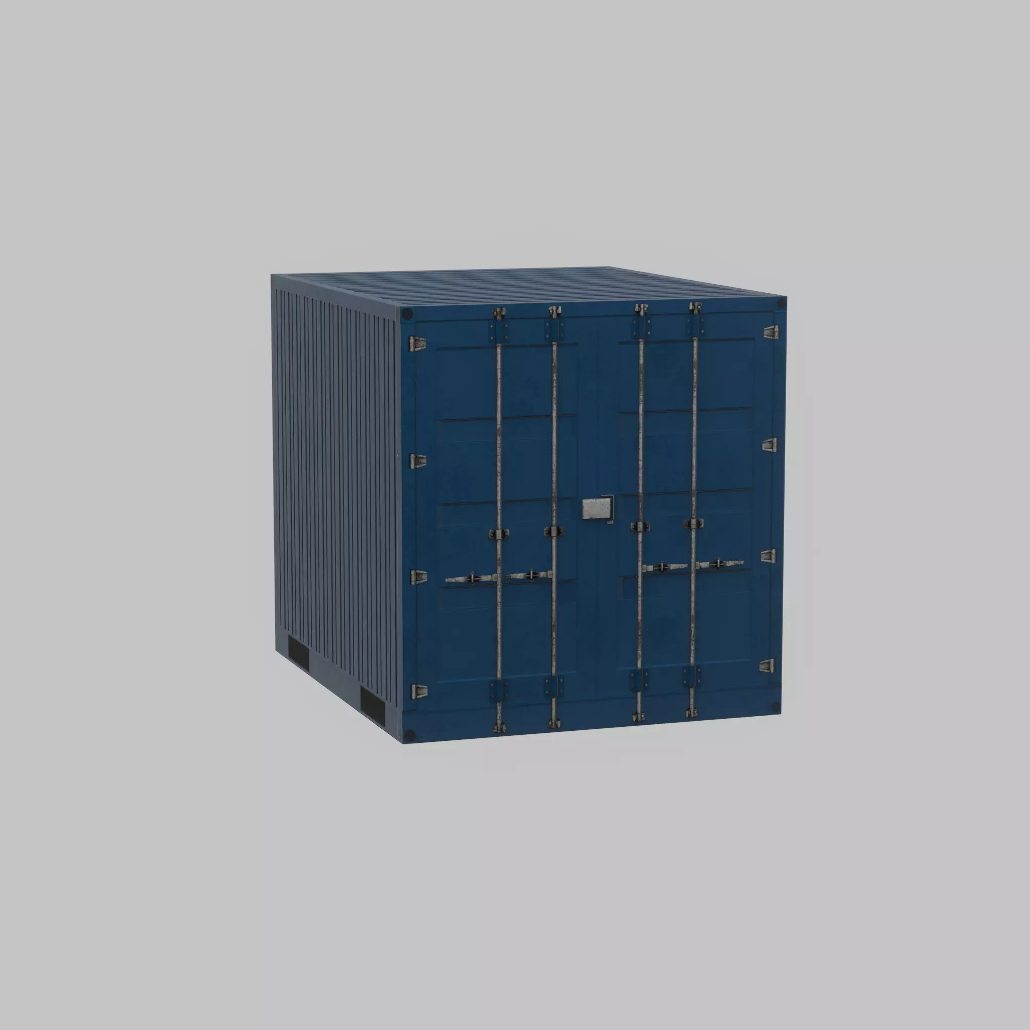 Shipping Container gentian blue 10ft Low-poly 3D model_28