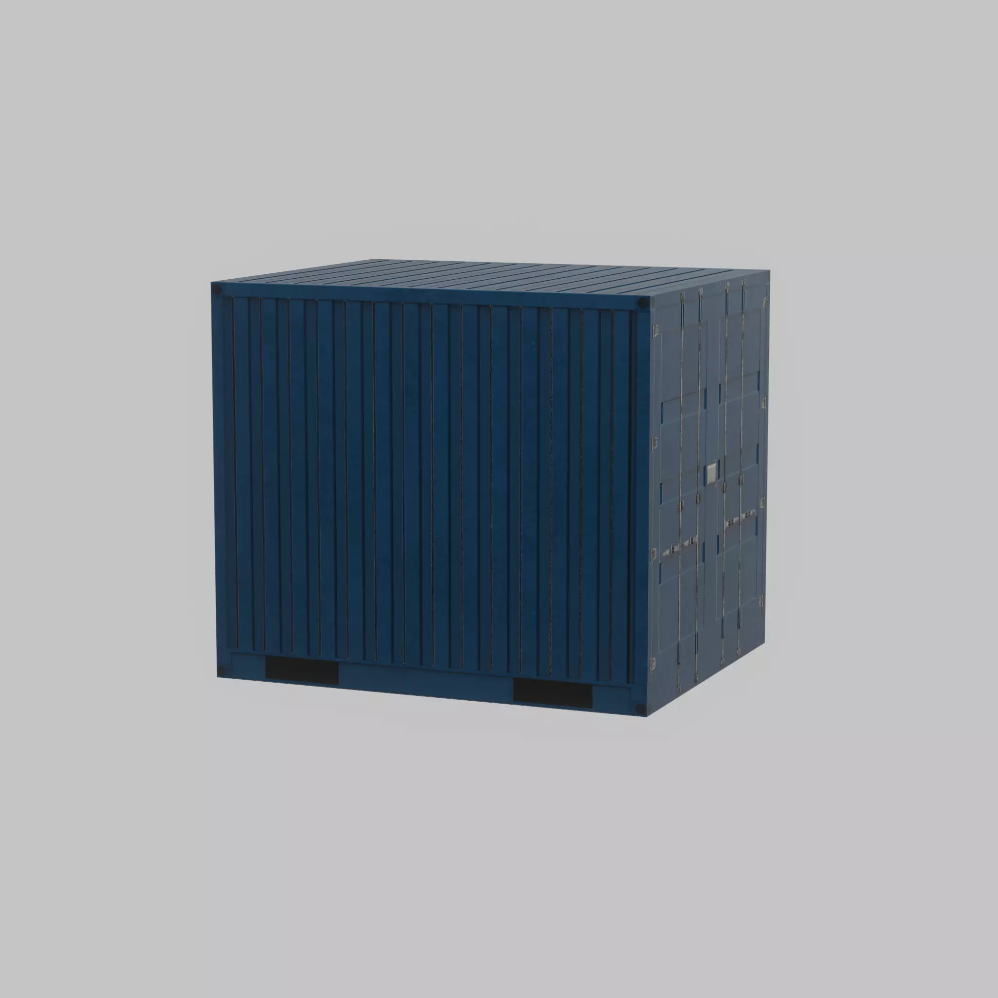 Shipping Container gentian blue 10ft Low-poly 3D model_22