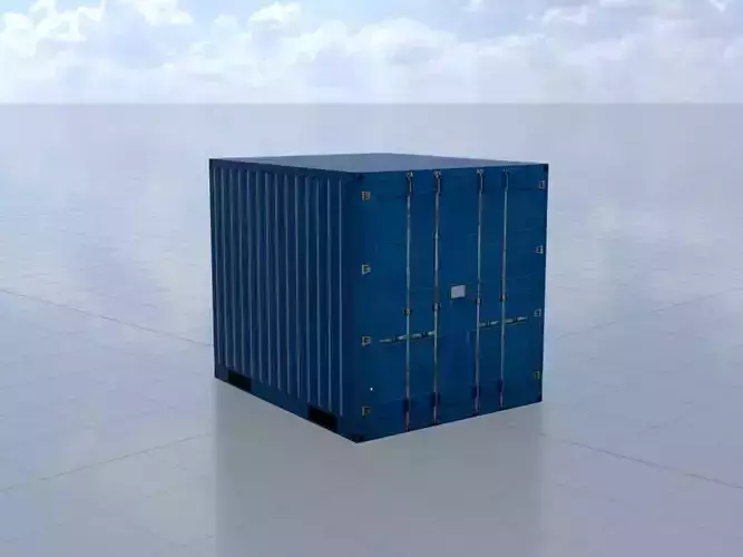 Shipping Container gentian blue 10ft Low-poly 3D model