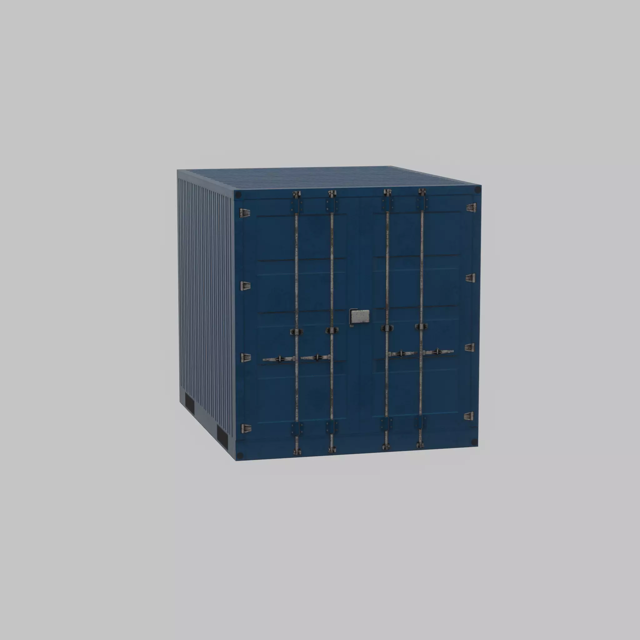 Shipping Container gentian blue 10ft Low-poly 3D model_29