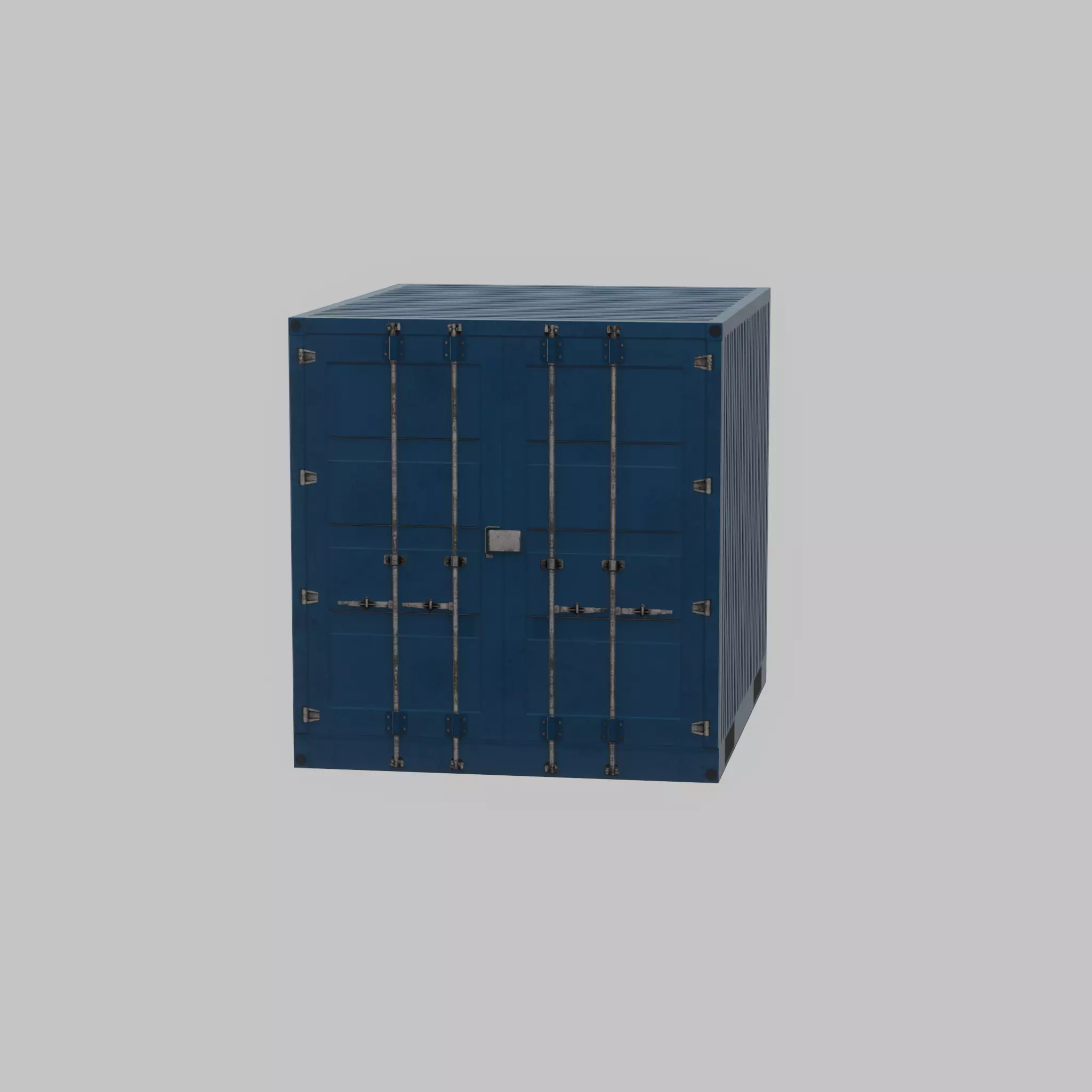 Shipping Container gentian blue 10ft Low-poly 3D model_35