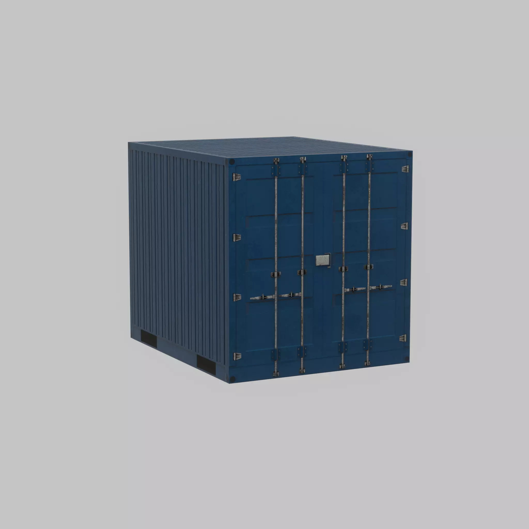 Shipping Container gentian blue 10ft Low-poly 3D model_41