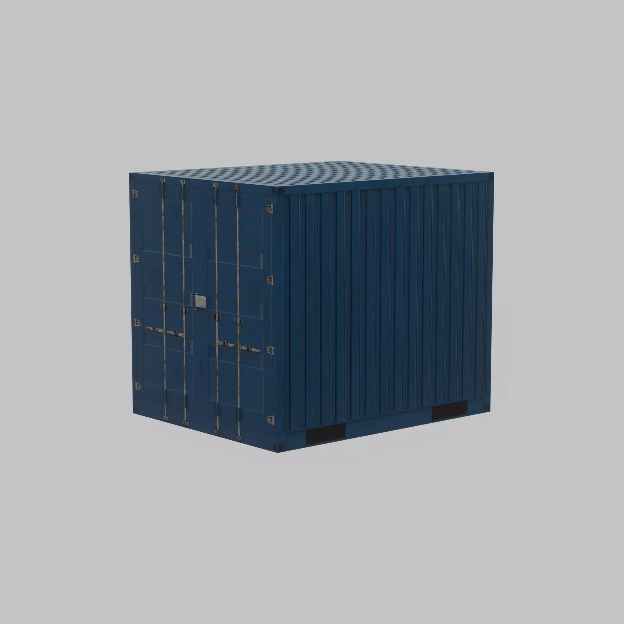 Shipping Container gentian blue 10ft Low-poly 3D model_42