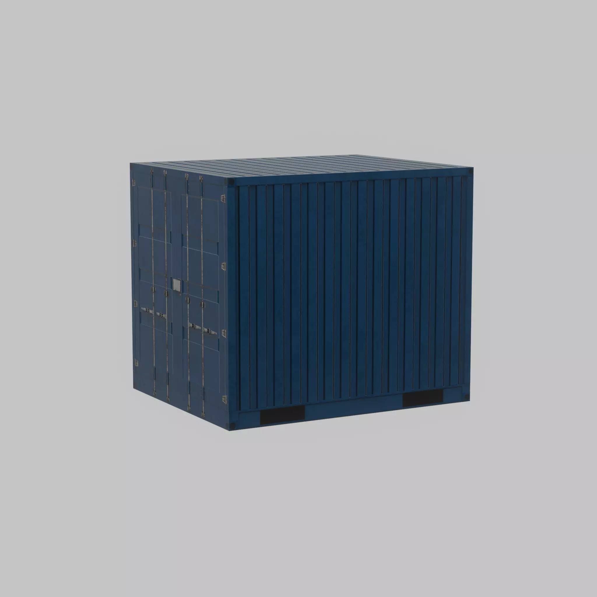 Shipping Container gentian blue 10ft Low-poly 3D model_32