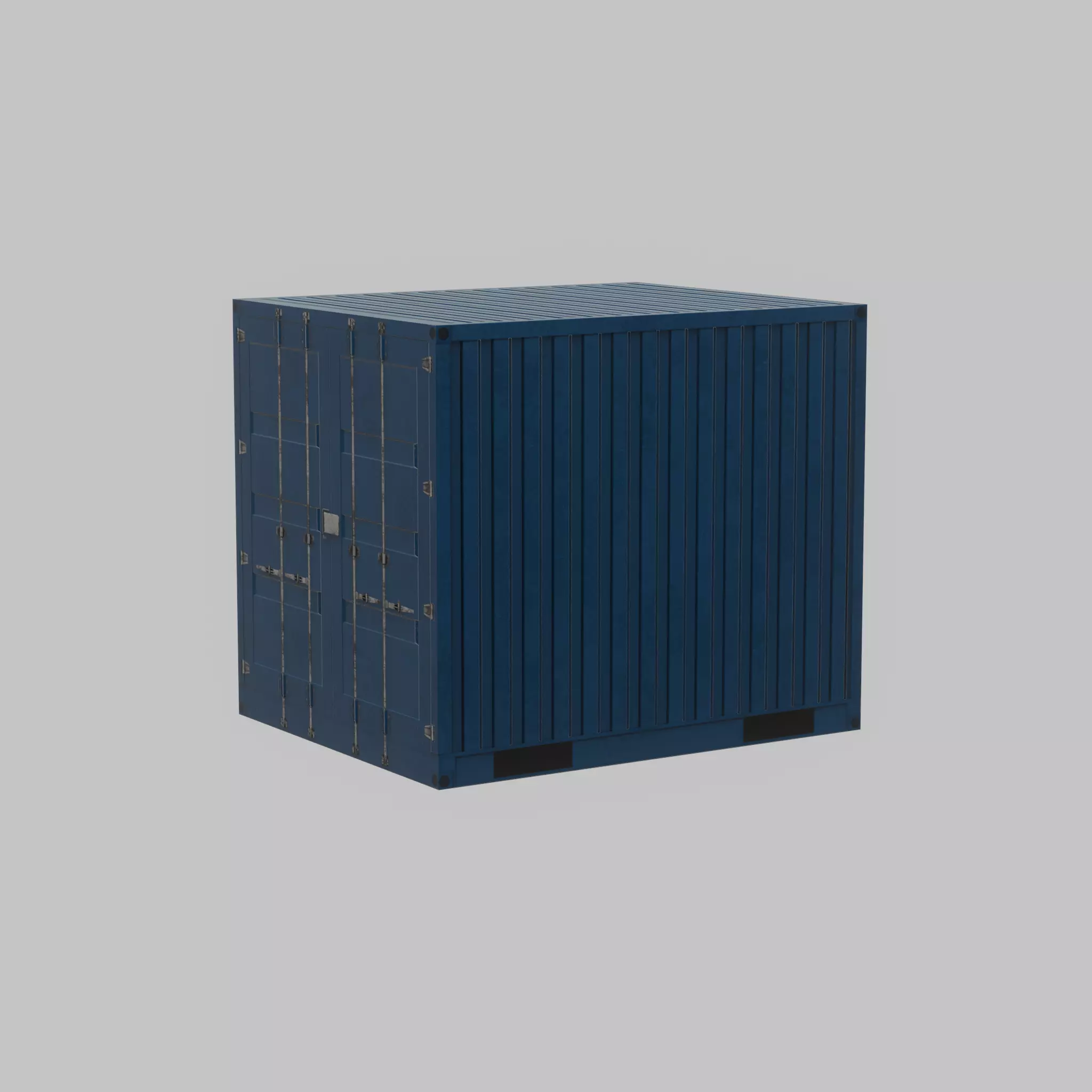 Shipping Container gentian blue 10ft Low-poly 3D model_62