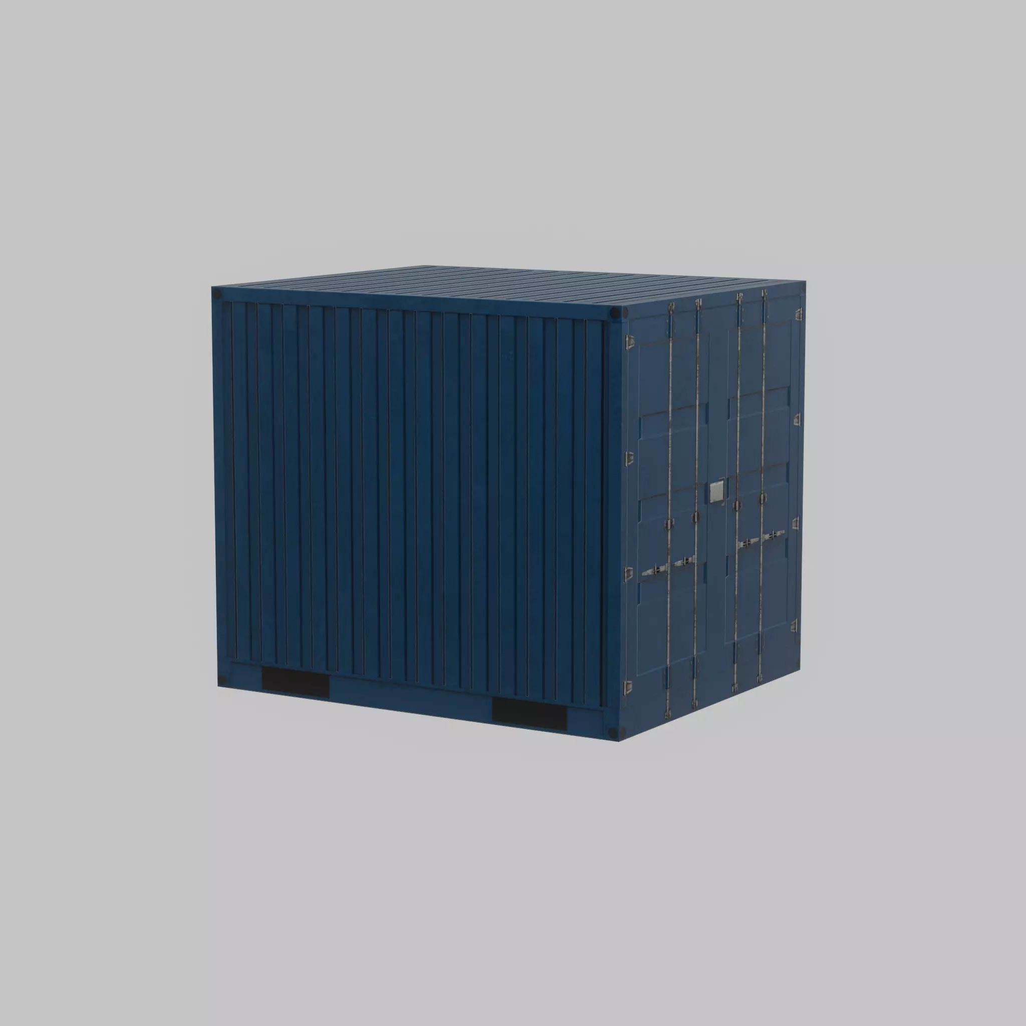 Shipping Container gentian blue 10ft Low-poly 3D model_40