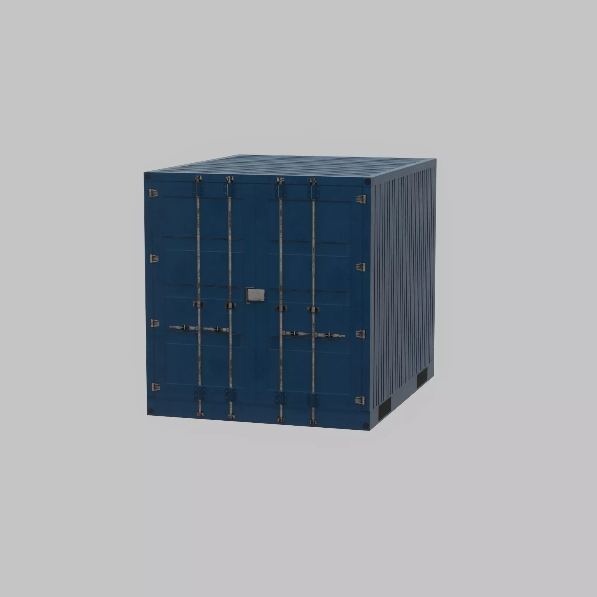 Shipping Container gentian blue 10ft Low-poly 3D model_37