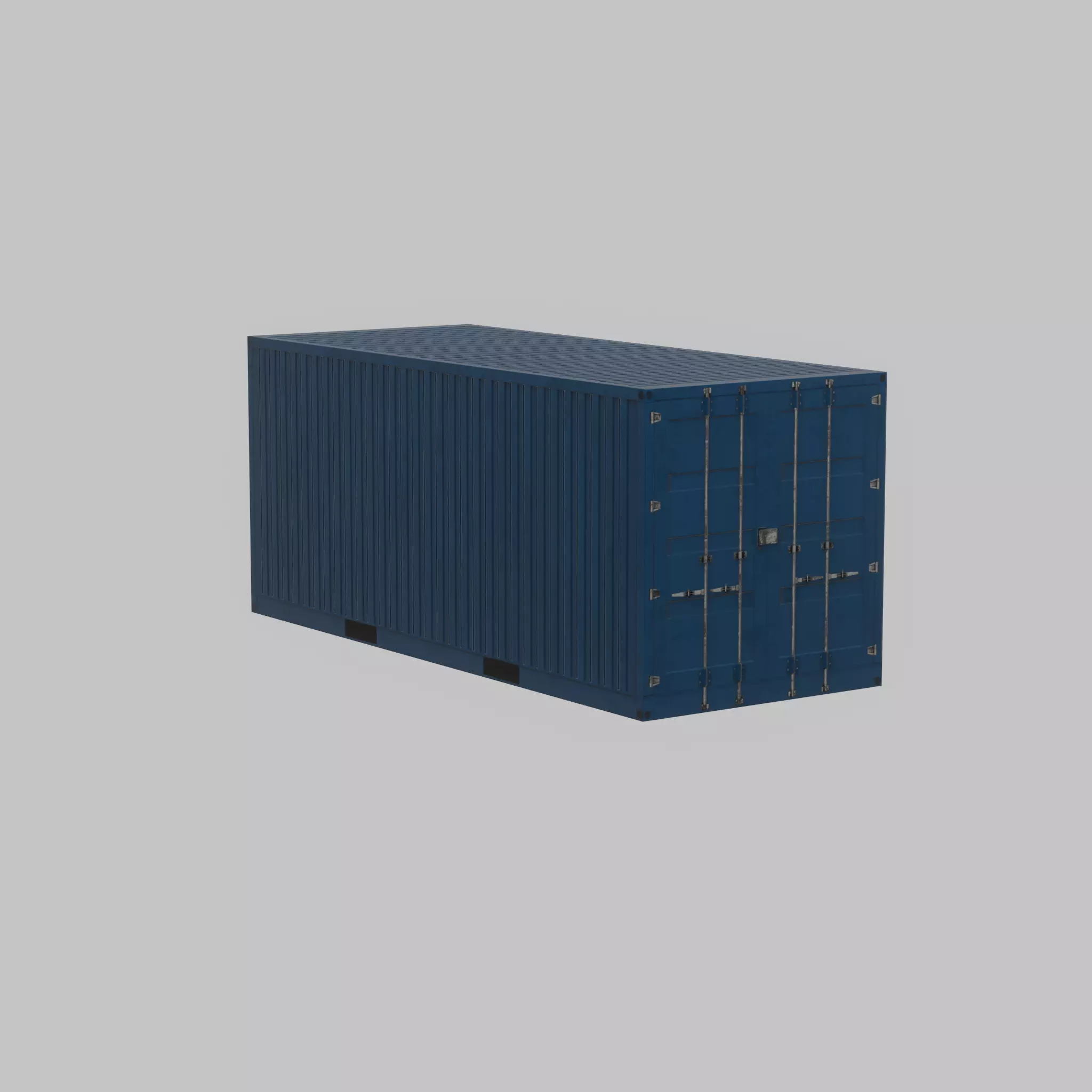 Shipping Container gentian blue 20ft Low-poly 3D model_45