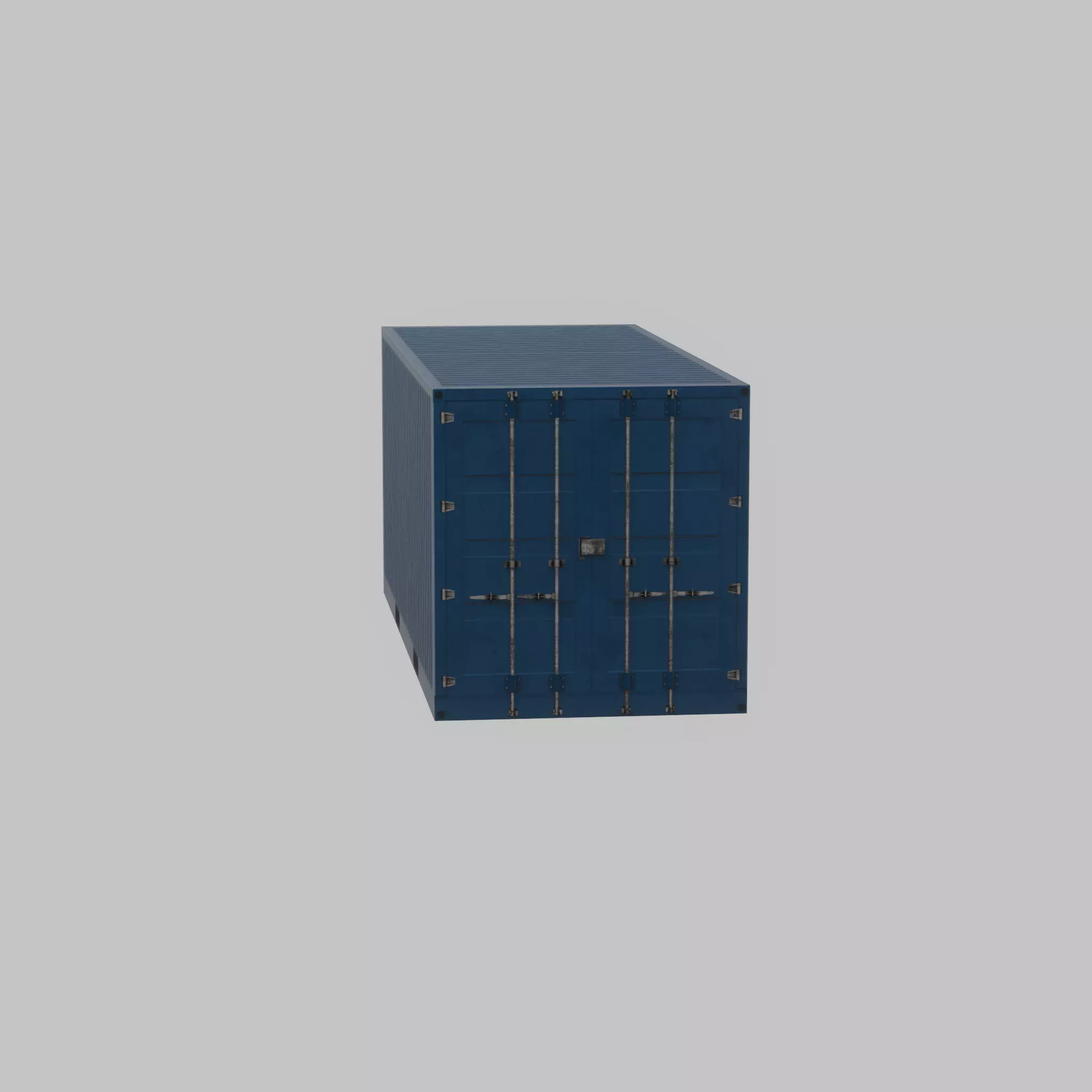 Shipping Container gentian blue 20ft Low-poly 3D model_40