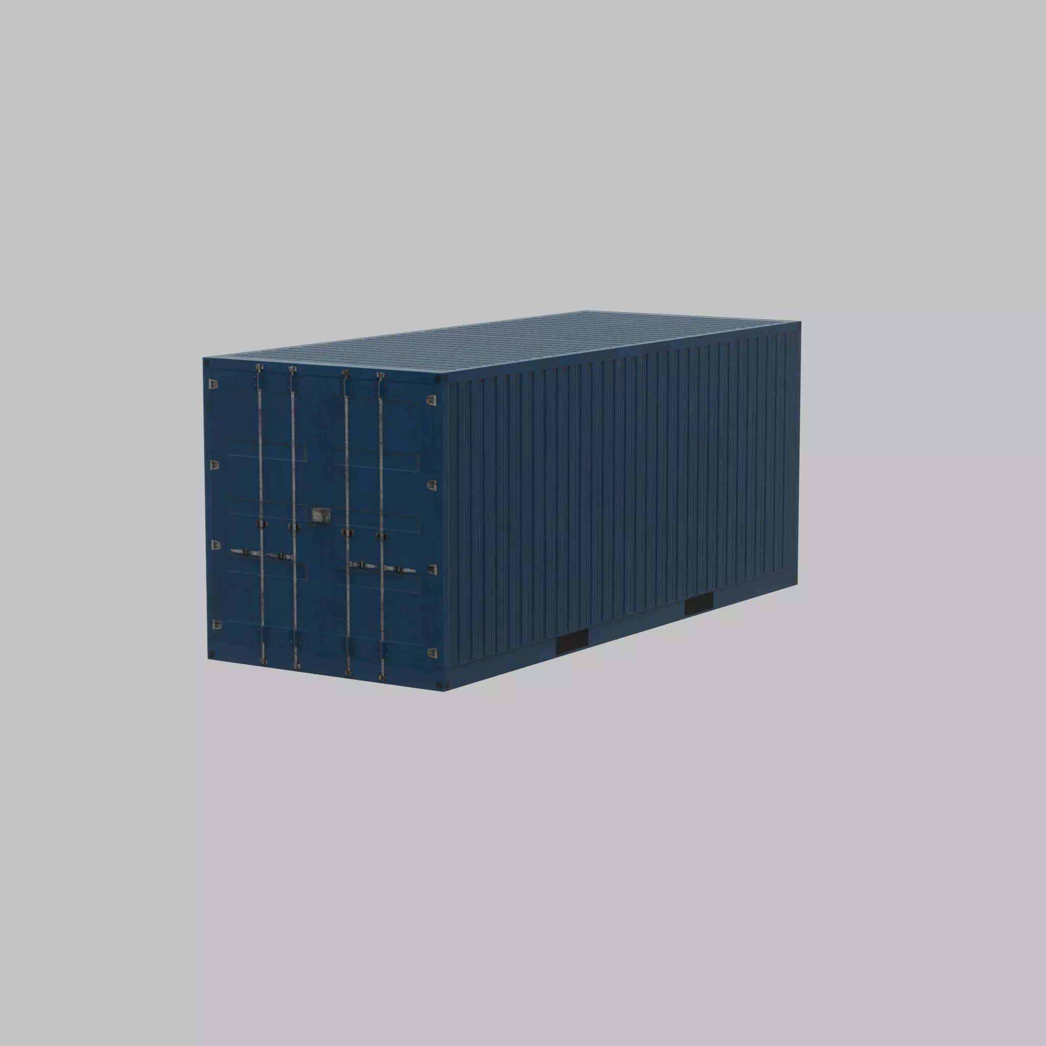 Shipping Container gentian blue 20ft Low-poly 3D model_64