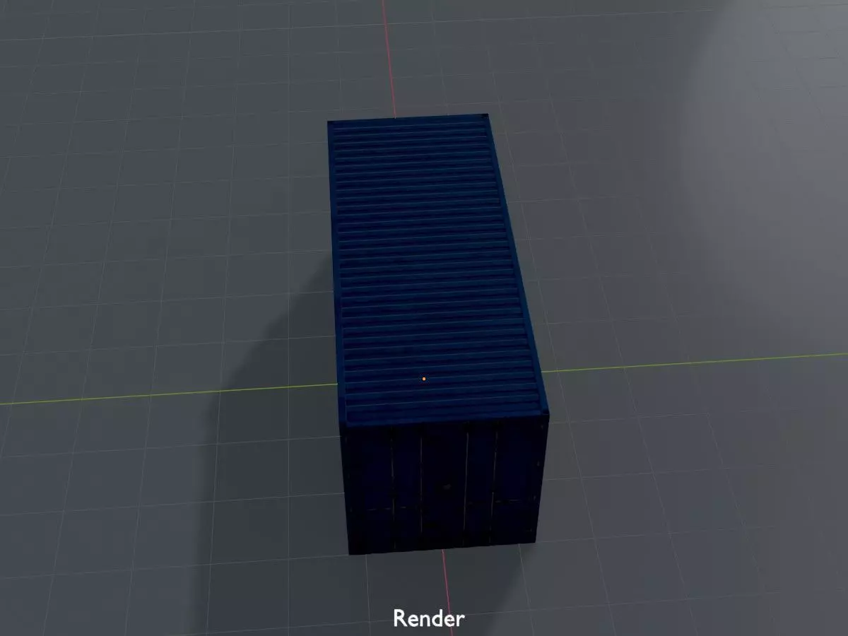 Shipping Container gentian blue 20ft Low-poly 3D model_17