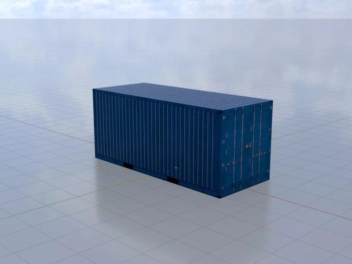 Shipping Container gentian blue 20ft Low-poly 3D model_0