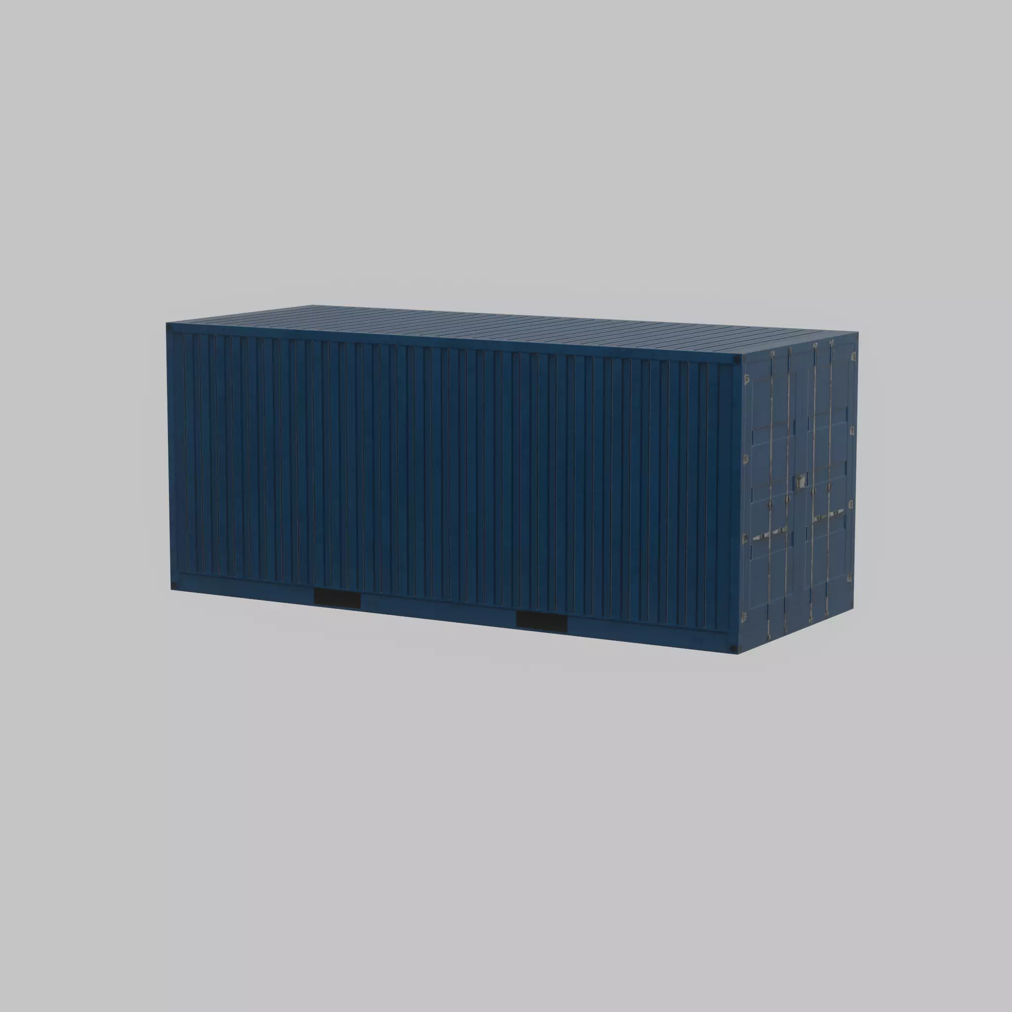 Shipping Container gentian blue 20ft Low-poly 3D model_27