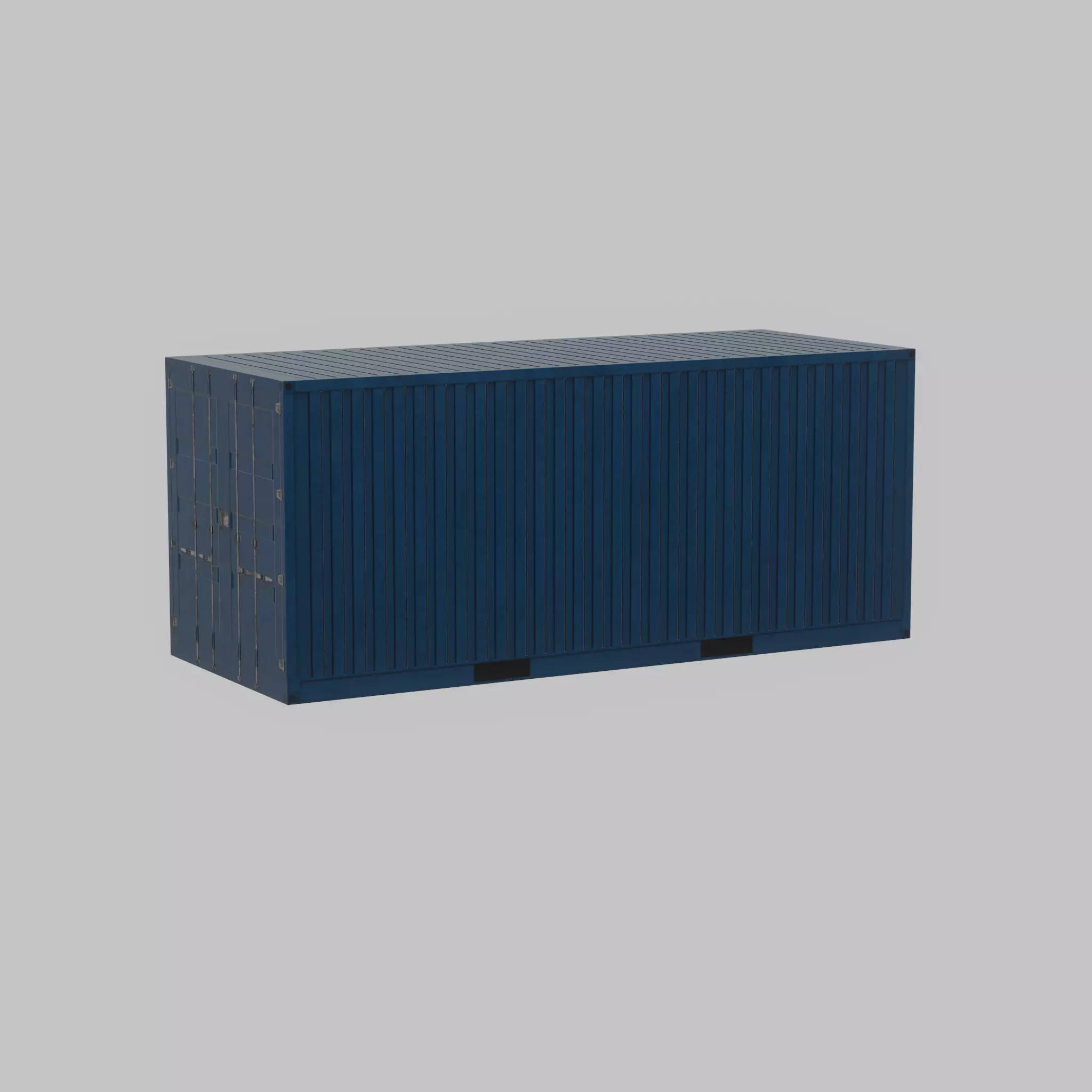Shipping Container gentian blue 20ft Low-poly 3D model_30