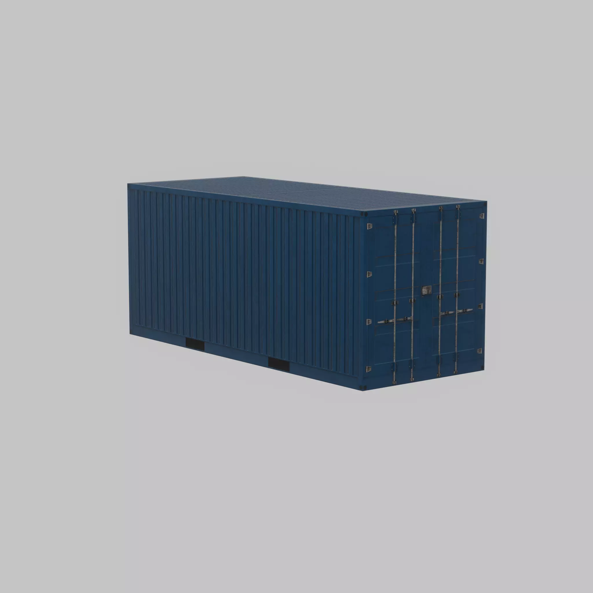 Shipping Container gentian blue 20ft Low-poly 3D model_34