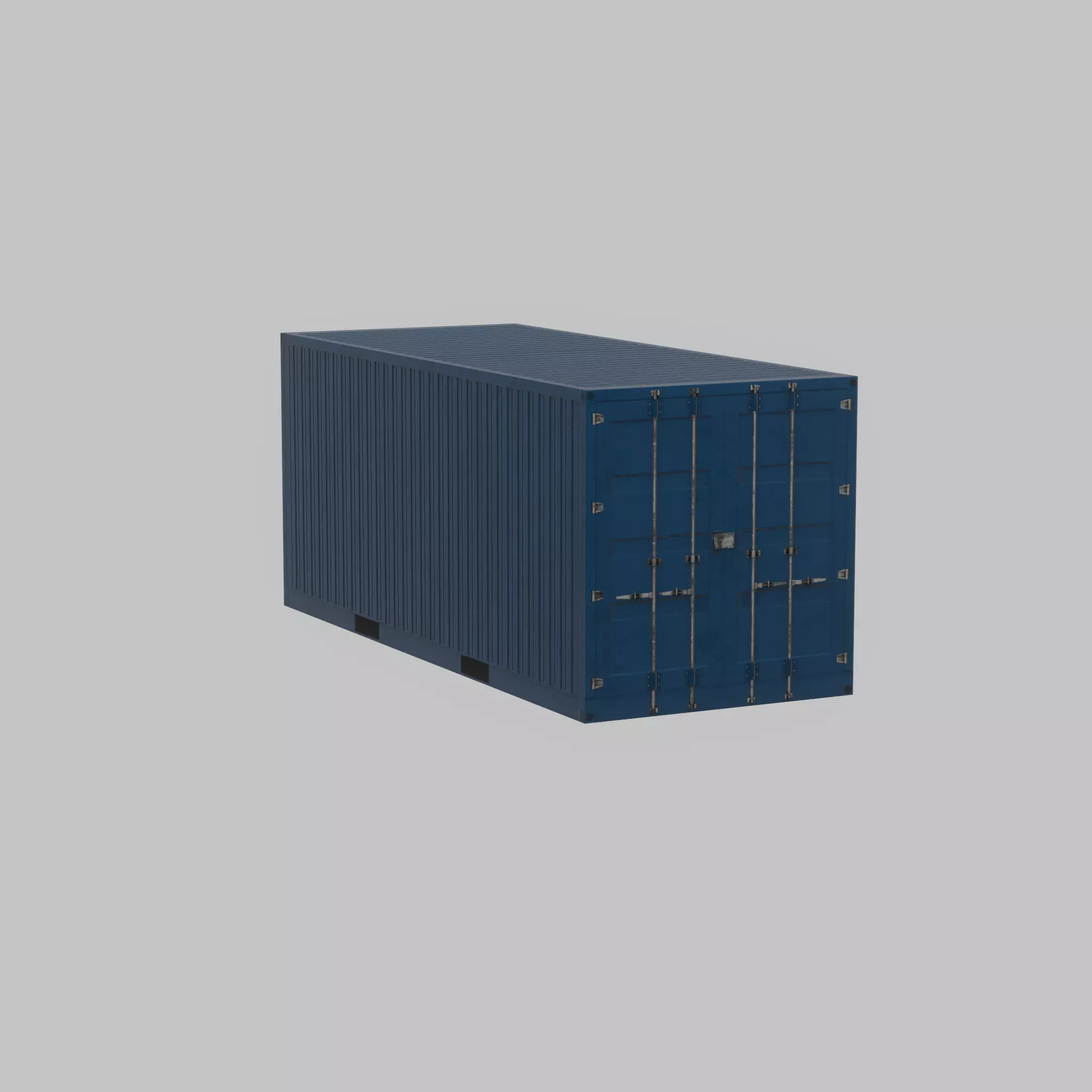 Shipping Container gentian blue 20ft Low-poly 3D model_25