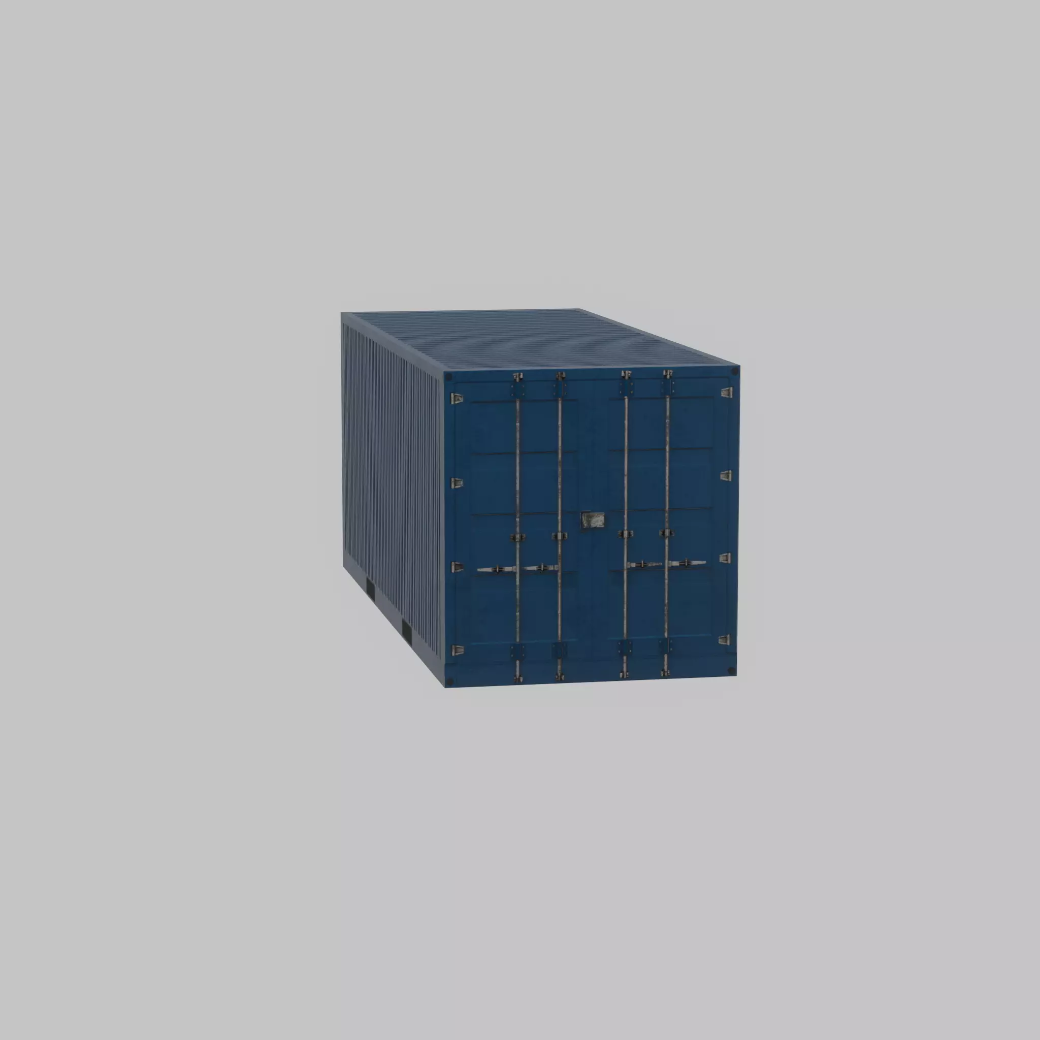 Shipping Container gentian blue 20ft Low-poly 3D model_23