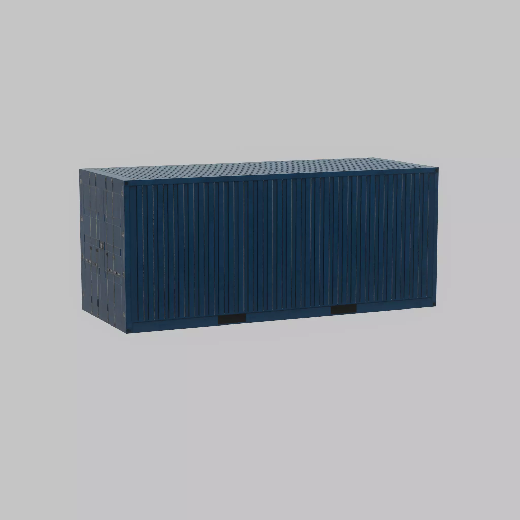 Shipping Container gentian blue 20ft Low-poly 3D model_68