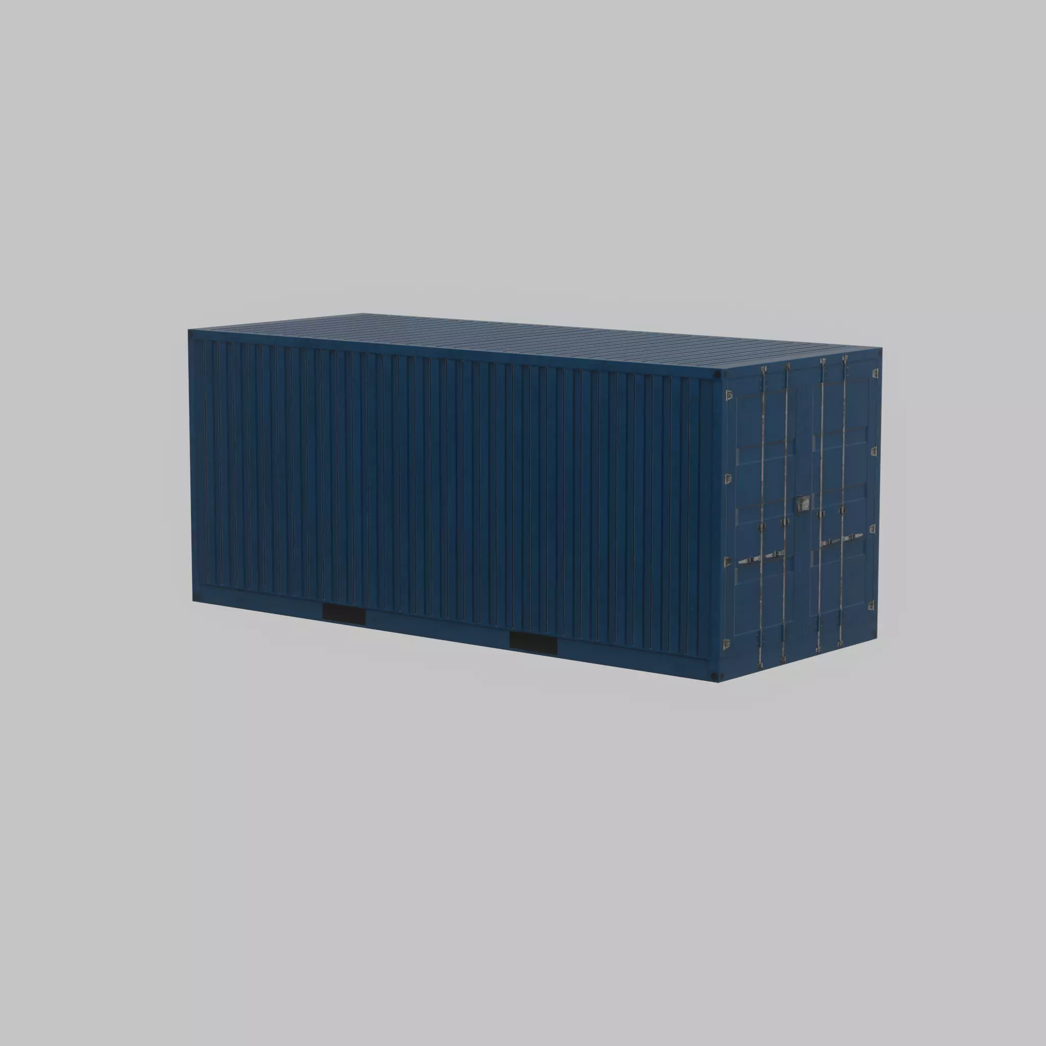 Shipping Container gentian blue 20ft Low-poly 3D model_59