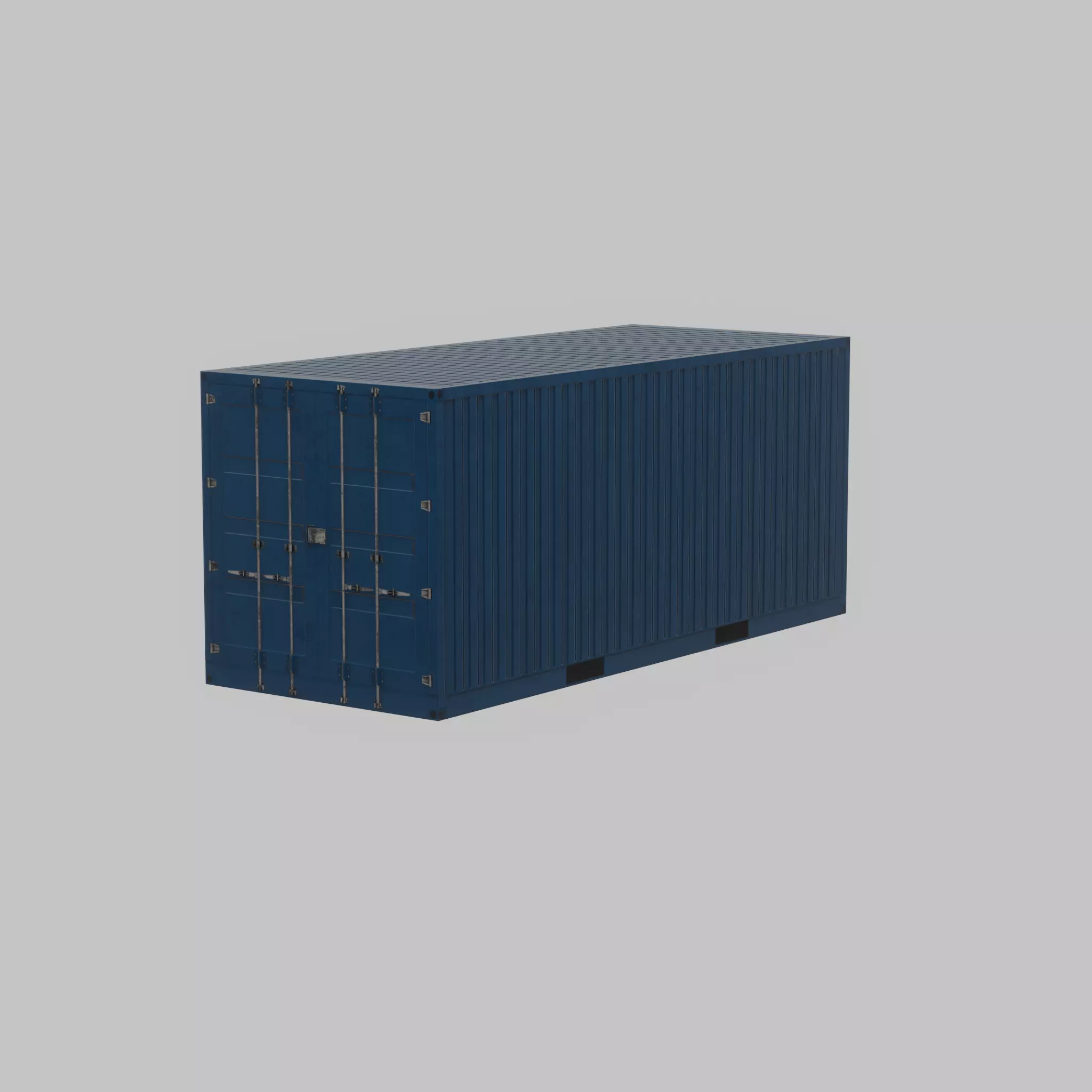 Shipping Container gentian blue 20ft Low-poly 3D model_43