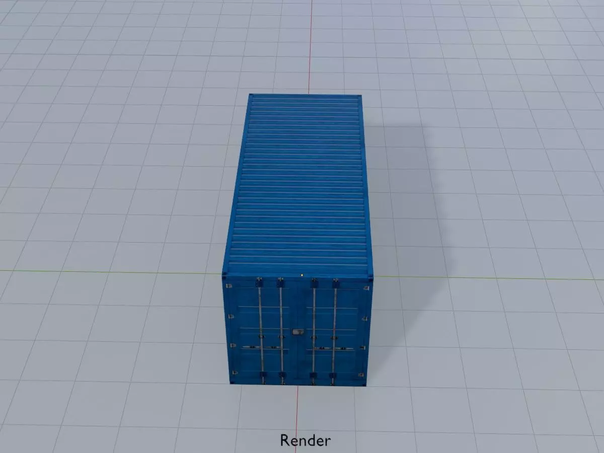 Shipping Container gentian blue 20ft Low-poly 3D model_15