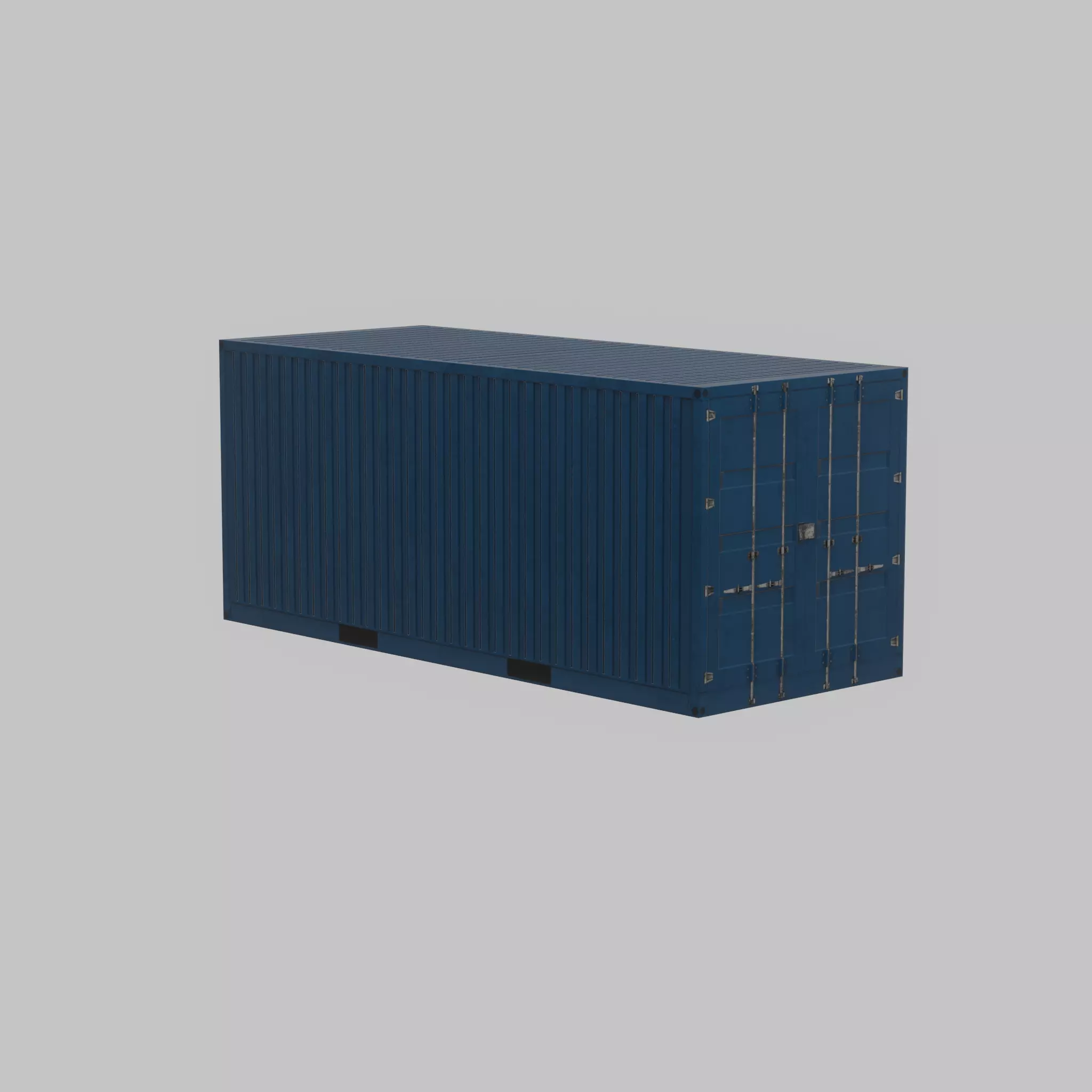 Shipping Container gentian blue 20ft Low-poly 3D model_29
