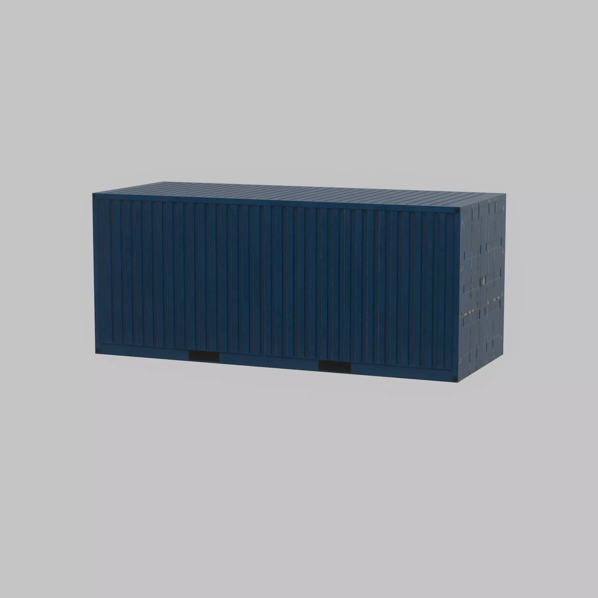 Shipping Container gentian blue 20ft Low-poly 3D model_37
