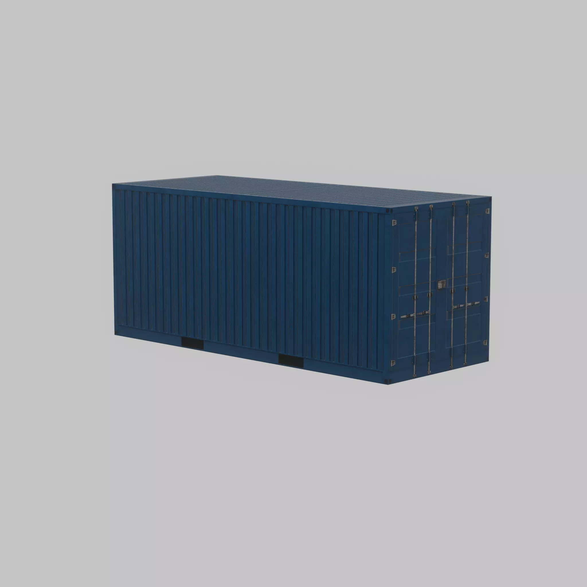 Shipping Container gentian blue 20ft Low-poly 3D model_38