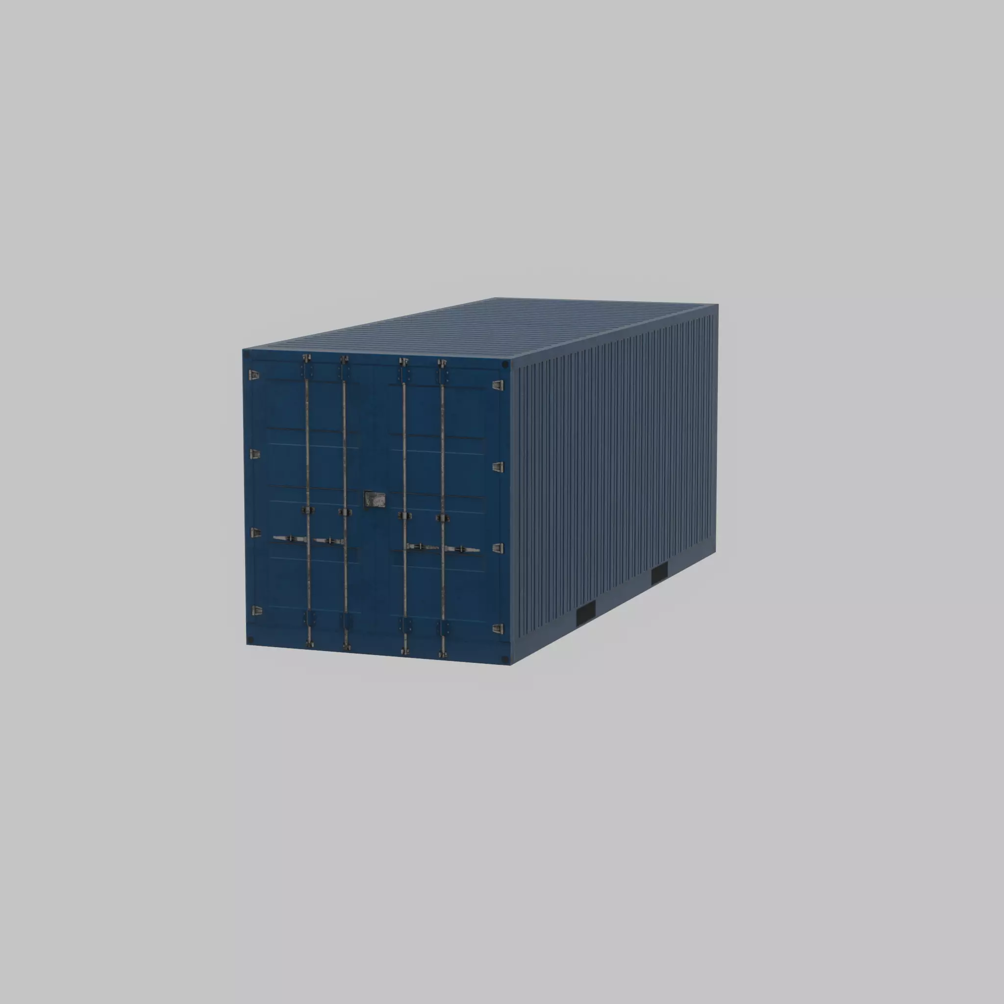 Shipping Container gentian blue 20ft Low-poly 3D model_46