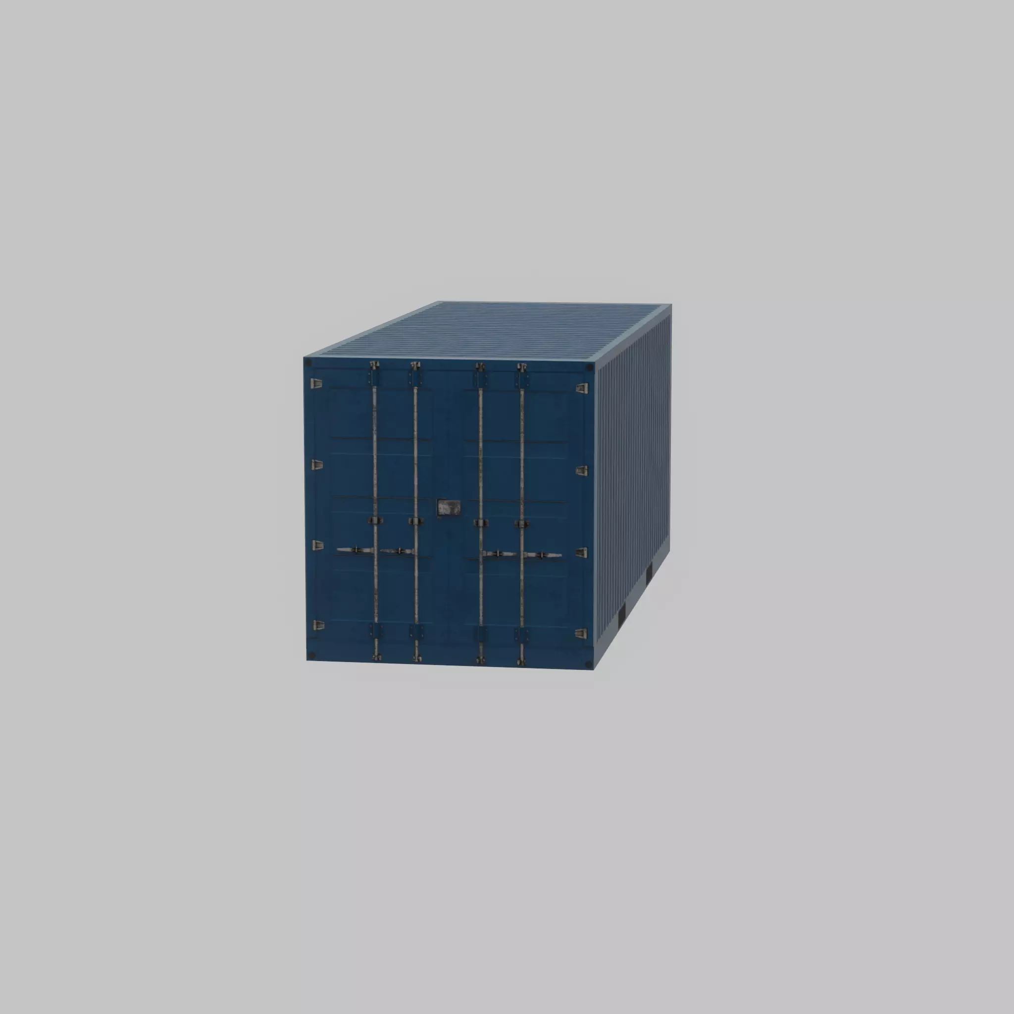 Shipping Container gentian blue 20ft Low-poly 3D model_33