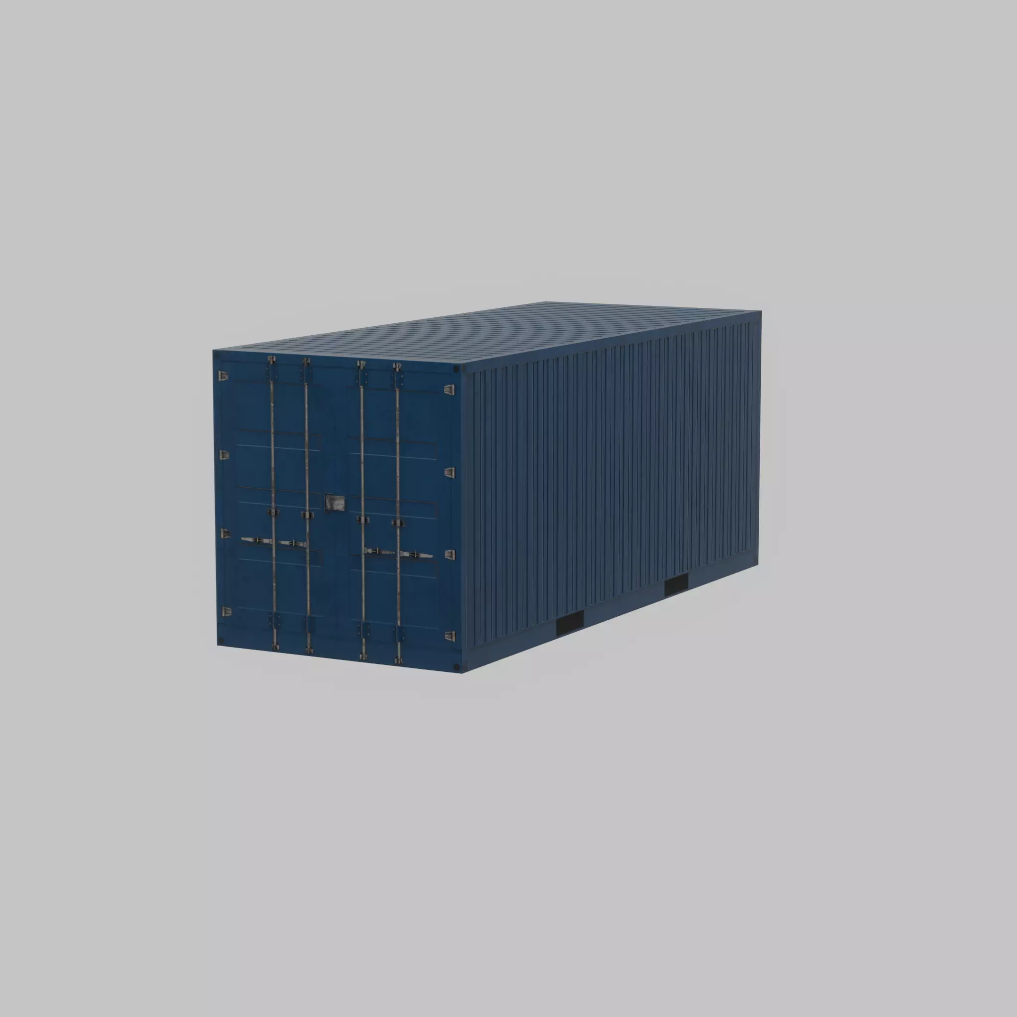 Shipping Container gentian blue 20ft Low-poly 3D model_28
