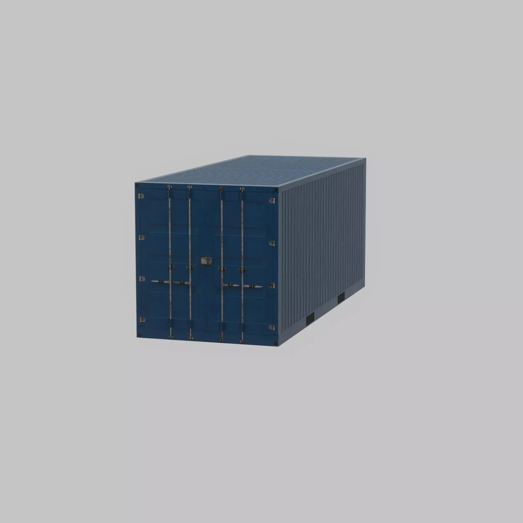 Shipping Container gentian blue 20ft Low-poly 3D model_24