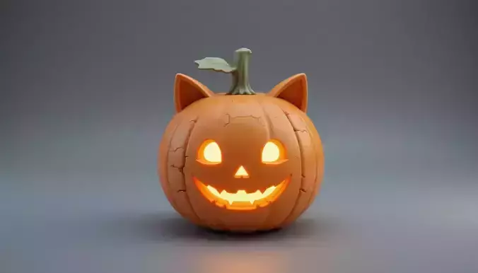 Pumpkin Cat Light 3D Model Decorative Lamp Print-Ready