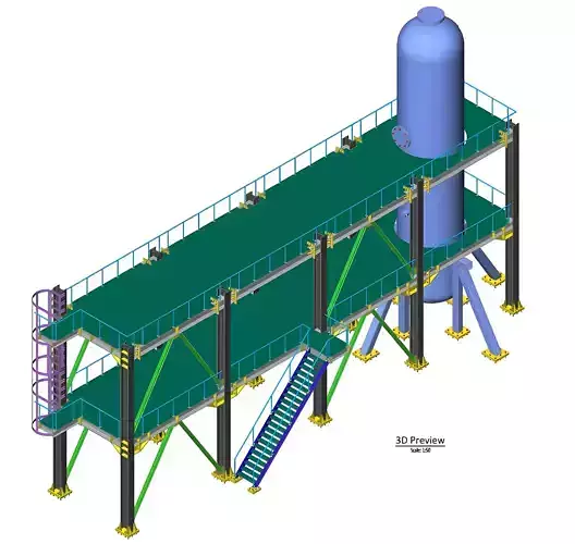 Industrial Steel Platform with Ladder