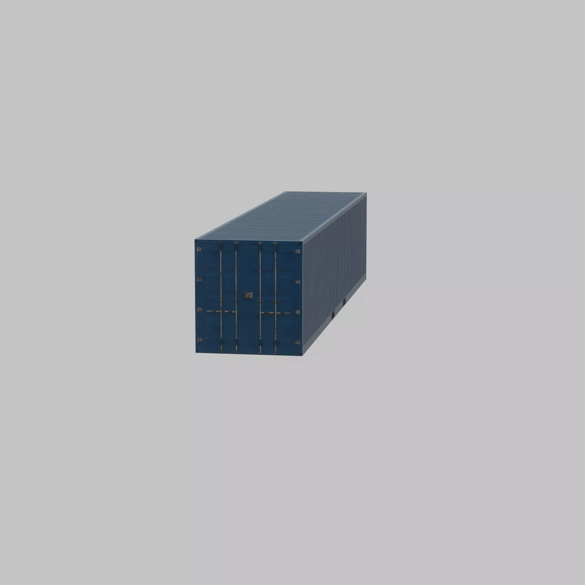Shipping Container gentian blue 40ft Low-poly 3D model_29