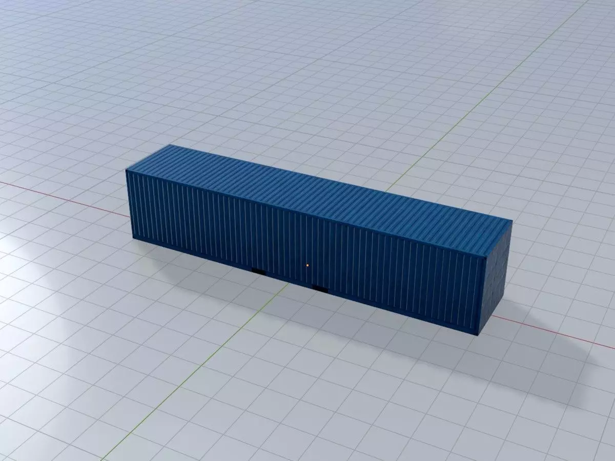 Shipping Container gentian blue 40ft Low-poly 3D model_4