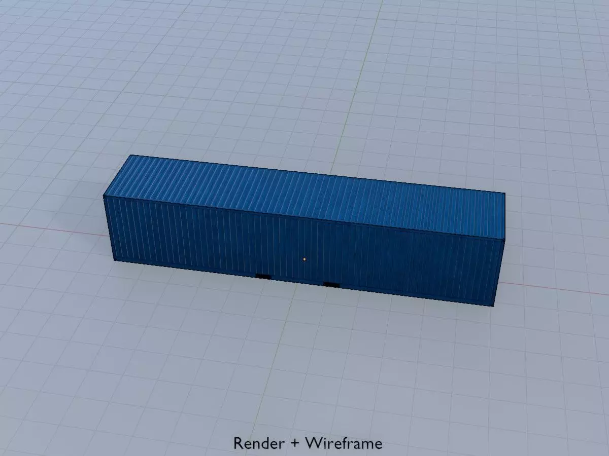 Shipping Container gentian blue 40ft Low-poly 3D model_6