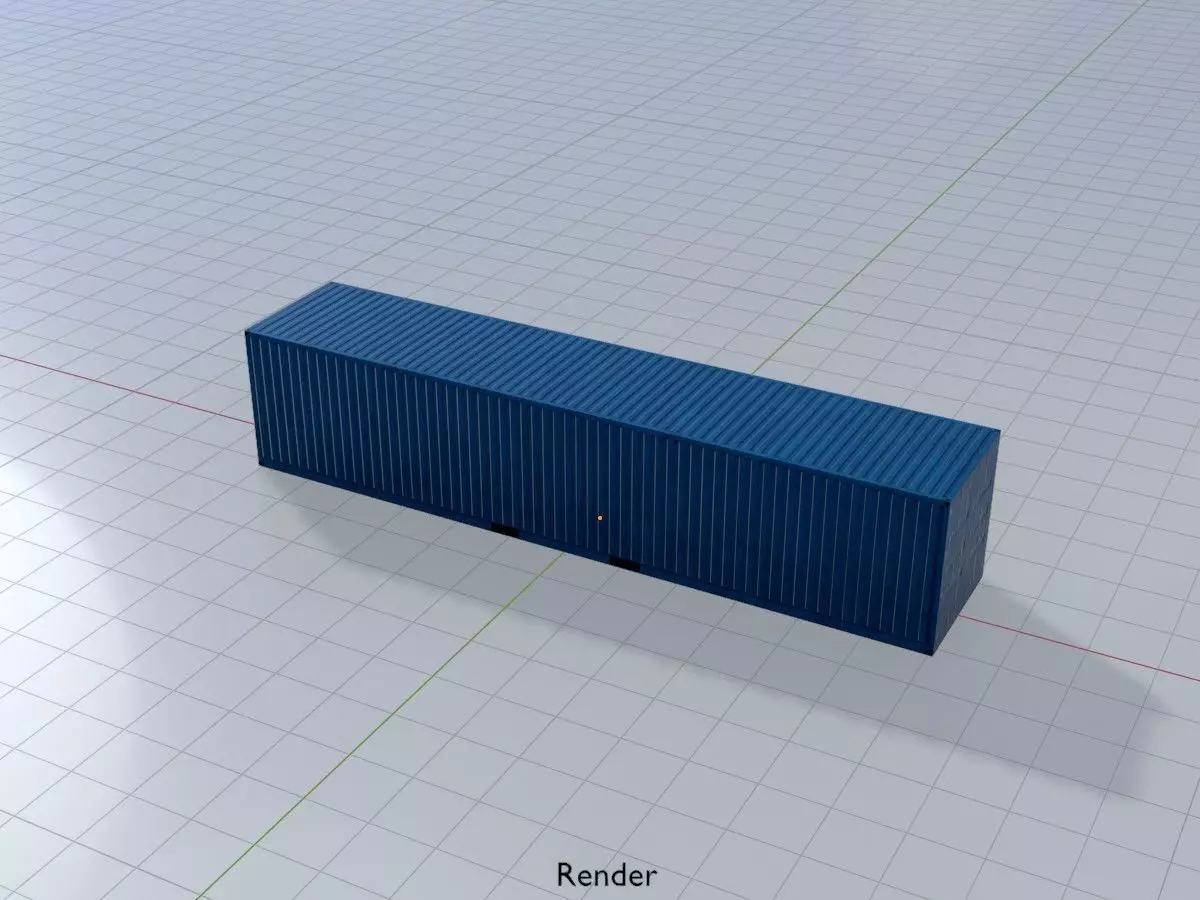 Shipping Container gentian blue 40ft Low-poly 3D model_16