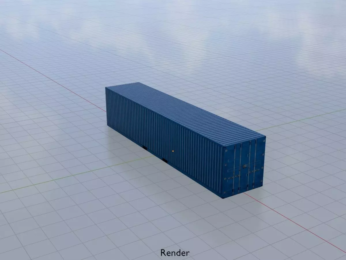 Shipping Container gentian blue 40ft Low-poly 3D model_14