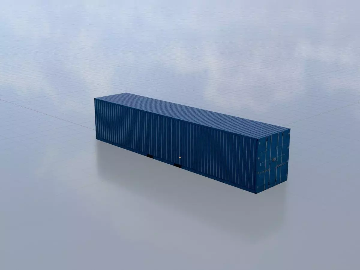 Shipping Container gentian blue 40ft Low-poly 3D model_0