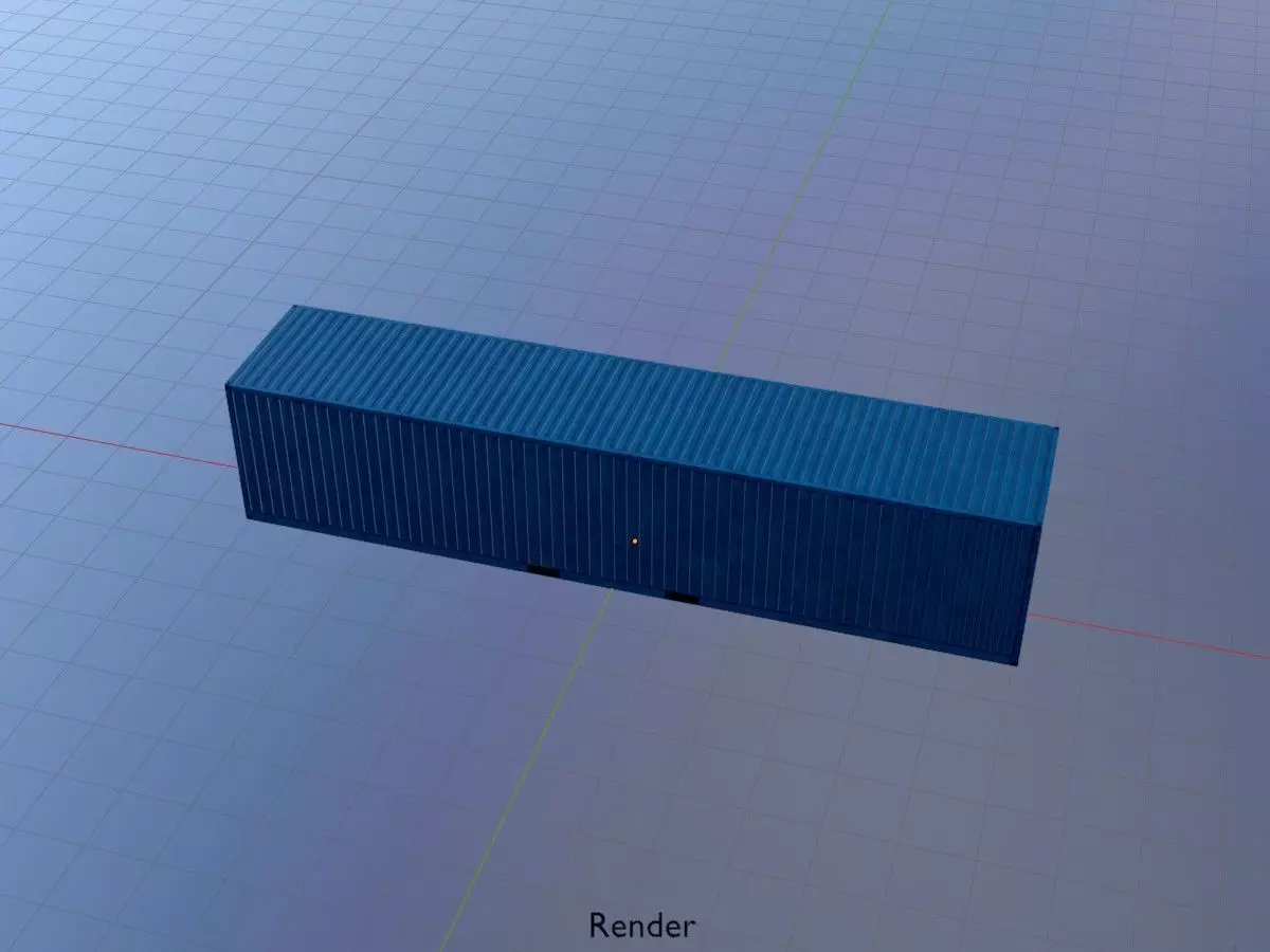 Shipping Container gentian blue 40ft Low-poly 3D model_20