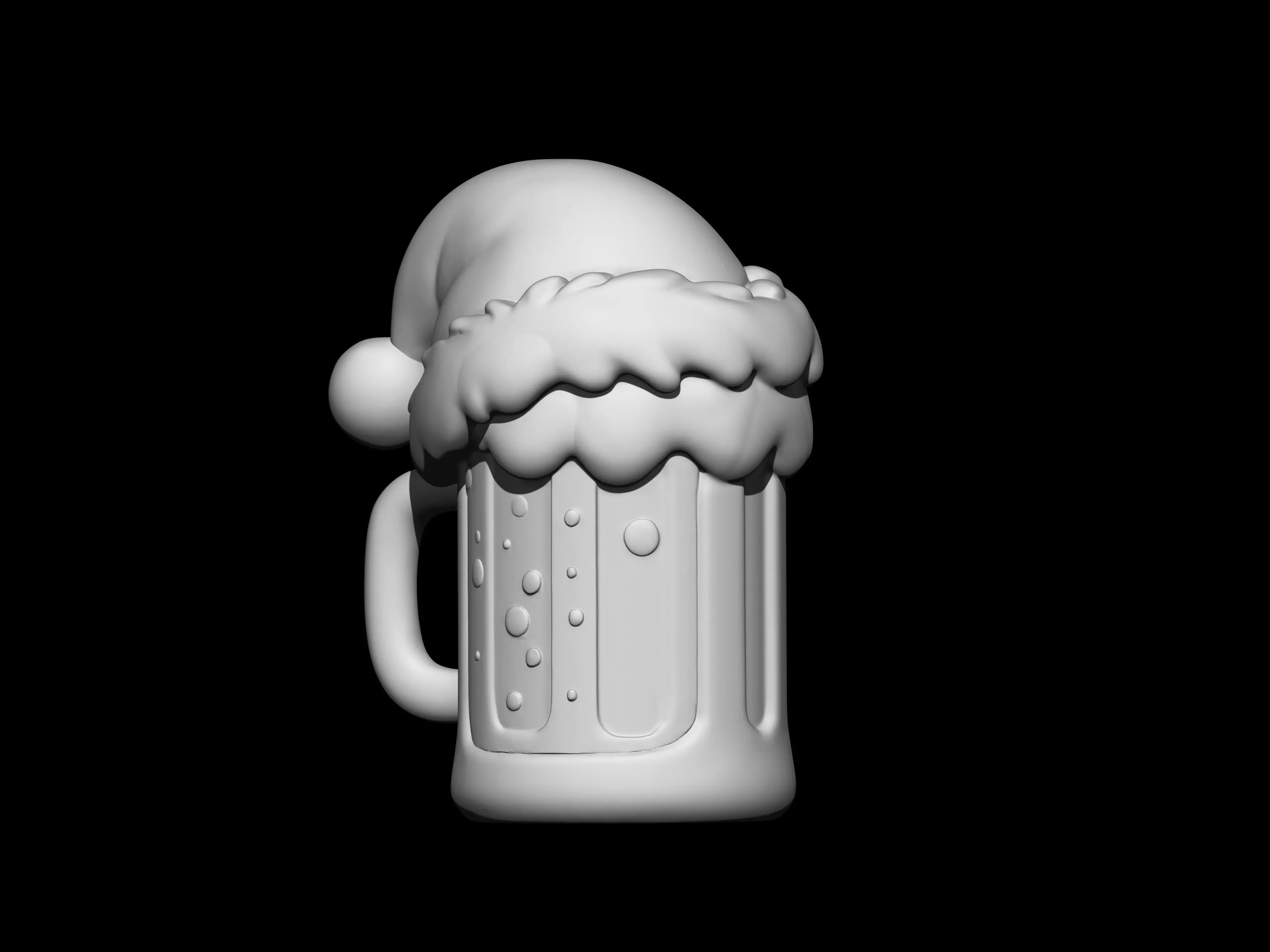 Holiday Beer Mug With Santa Cap 3D print model_3