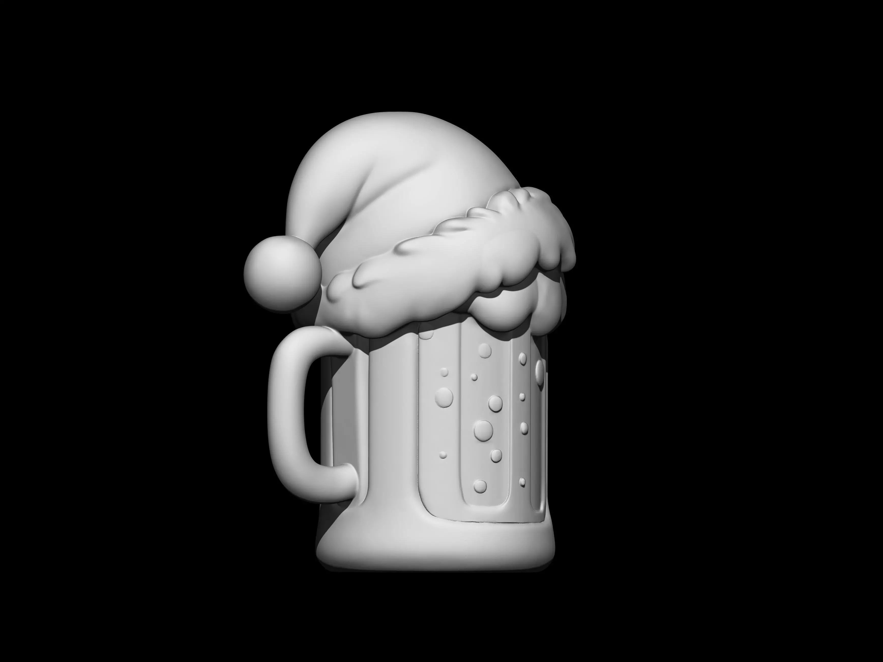 Holiday Beer Mug With Santa Cap 3D print model_2