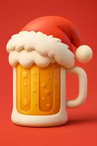 Holiday Beer Mug With Santa Cap 3D print model Holiday Beer Mug With Santa Cap 3D print model