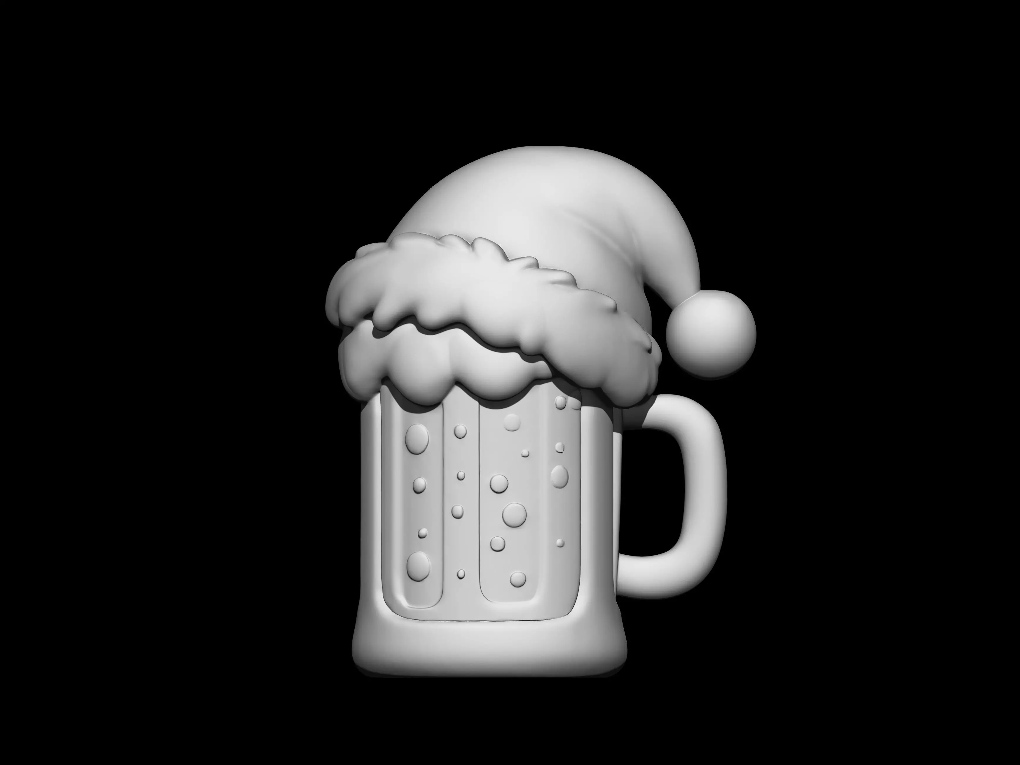 Holiday Beer Mug With Santa Cap 3D print model_1
