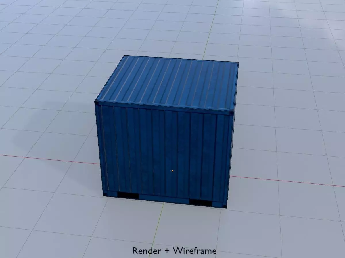 Shipping Container gentian blue all version 3D Model Collection_28