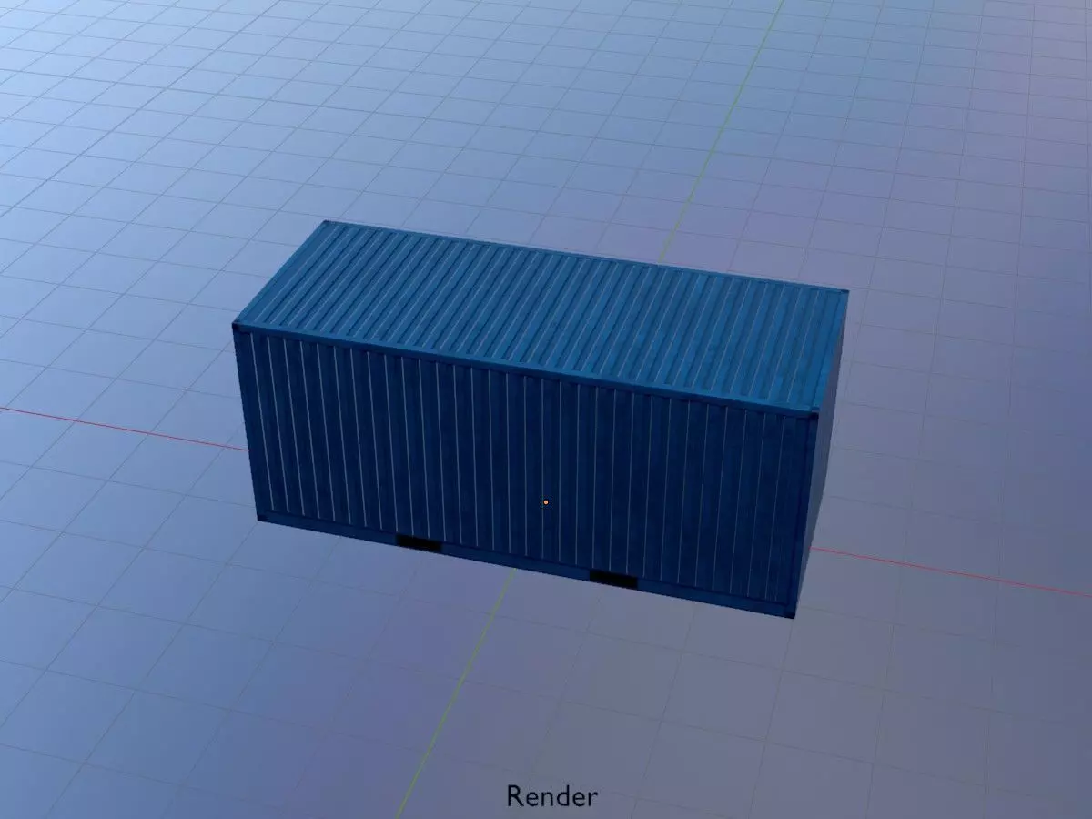Shipping Container gentian blue all version 3D Model Collection_68